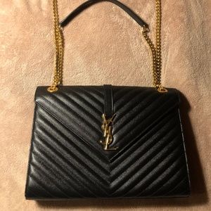 Saint Laurent Large Collège Matelassé Leather Bag